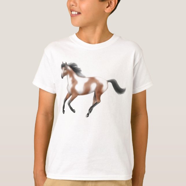 Camiseta O tri cavalo da pintura caçoa o t-shirt (Frente)