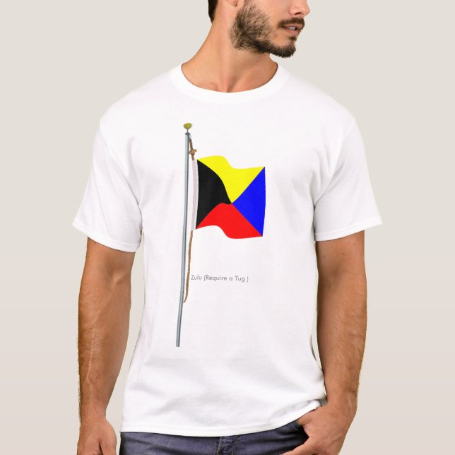 Camiseta O tribo Zulu exige uma bandeira de sinal náutico (Frente)