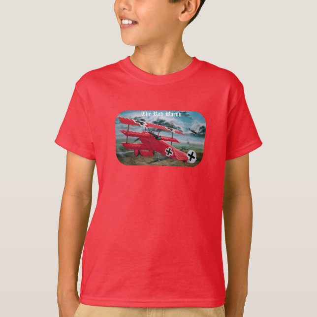 Camiseta O triplane do Fokker do Baron vermelho (Frente)