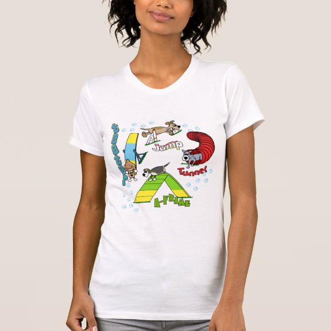 Camiseta O TShirt das mulheres da agilidade do cão dos (Frente)