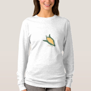Camiseta O Tshirt Sleeved longo das mulheres foleiros