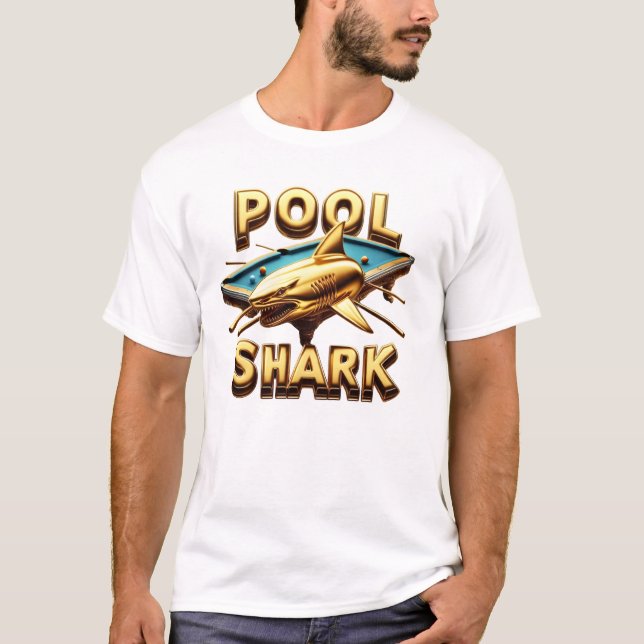 Camiseta O Tubarão-Piscina: Mestre do Cue (Frente)