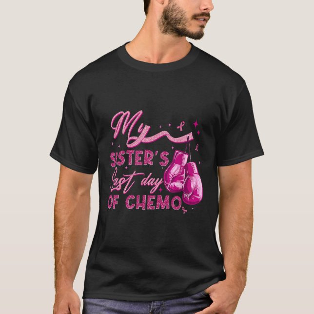 Camiseta O último dia de quimio do Cancer da mama da minha  (Frente)