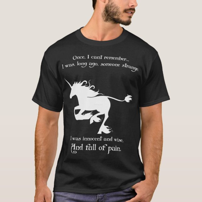 Camiseta O Último Unicórnio Correndo retrô (Frente)