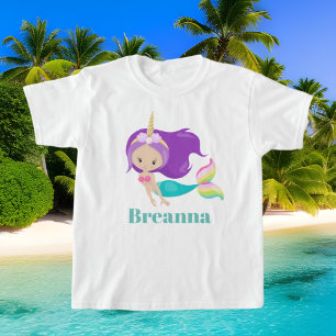 Camiseta O unicórnio bonito da sereia adiciona o t-shirt
