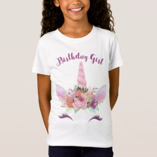 Camiseta O unicórnio bonito fabuloso floresce a menina 3 d
