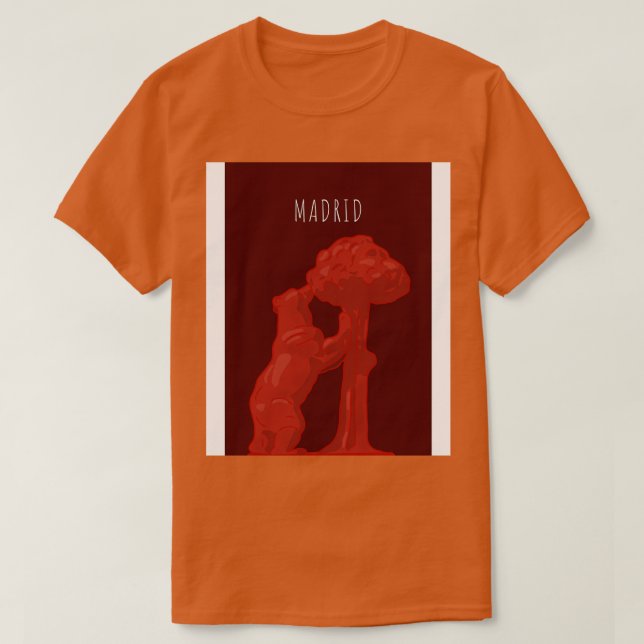 Camiseta O Urso e a Espanha da Árvore de Morango em Madrid (Frente do Design)