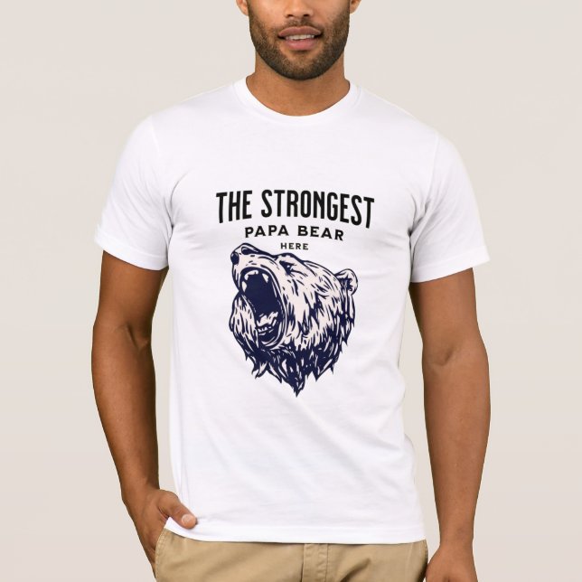 Camiseta O Urso Papa Mais Forte, Personalizar Dia de os pai (Frente)