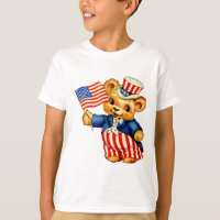 O urso patriótico do vintage caçoa o t-shirt