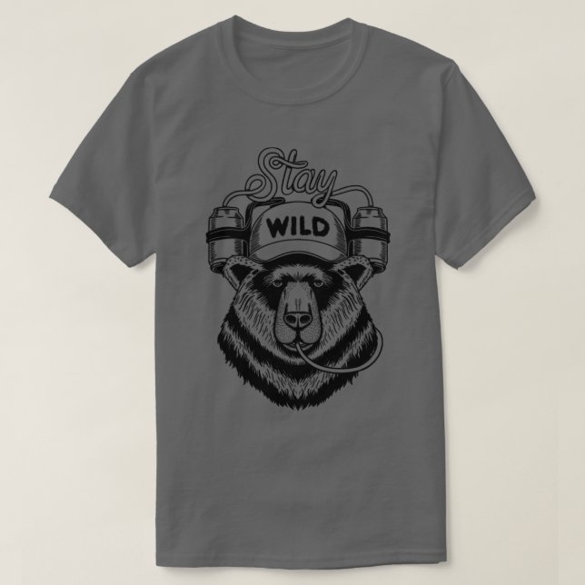 Camiseta O urso permanece como linhas selvagens (Frente do Design)