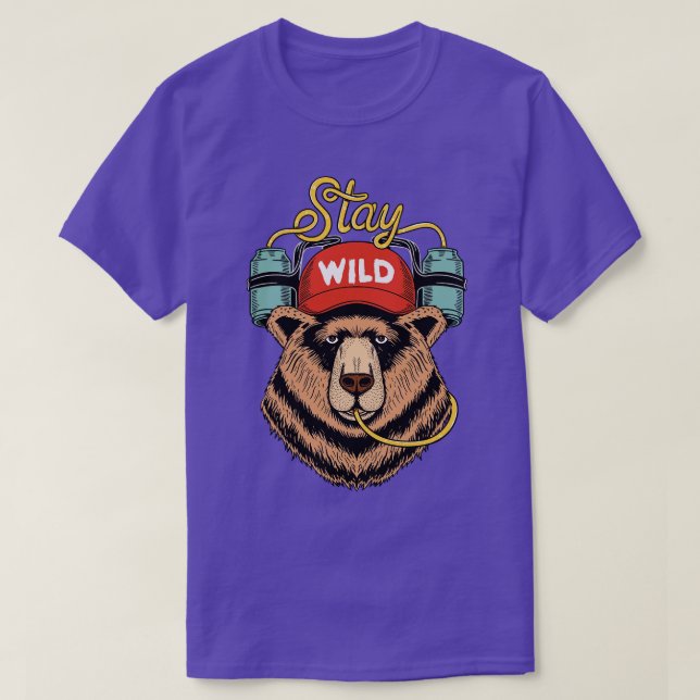 Camiseta O urso permanece selvagem (Frente do Design)
