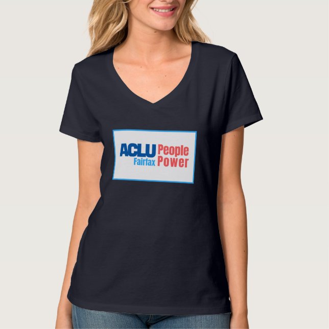 Camiseta O V-Pescoço das mulheres - ACLU PeoplePower (Frente)