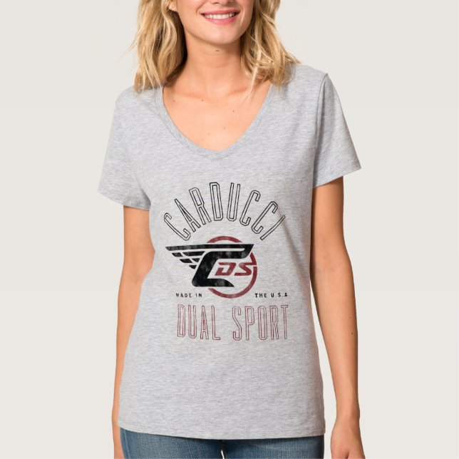 Camiseta O V-pescoço das mulheres clássicas do arco (Frente)