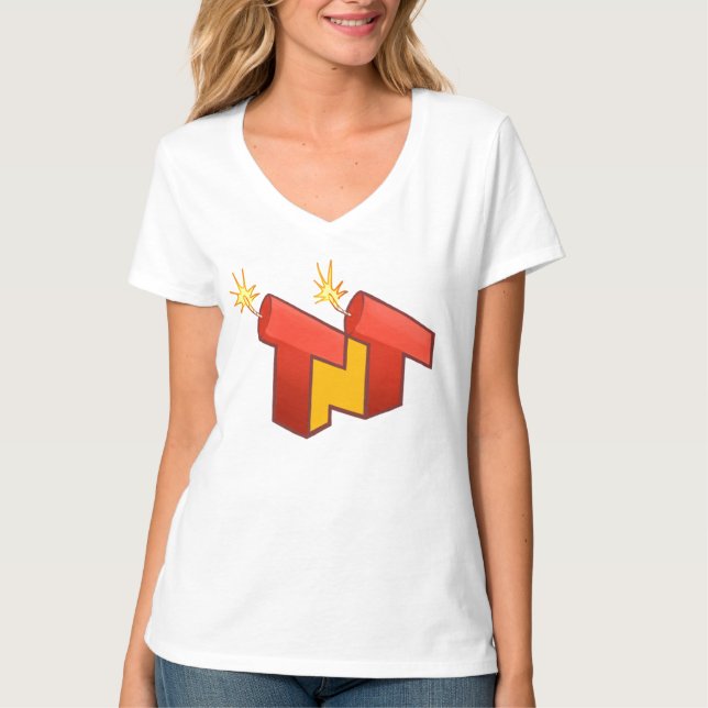 Camiseta O V-Pescoço das mulheres (LOGOTIPO) (Frente)
