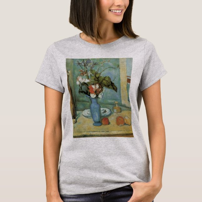 Camiseta O Vaso Azul (Flores e Frutas) por Paul Cezanne (Frente)