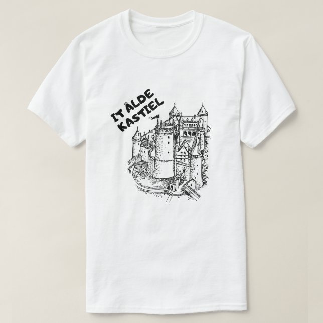 Camiseta O velho castelo em frísio - ele âlde kastiel (Frente do Design)