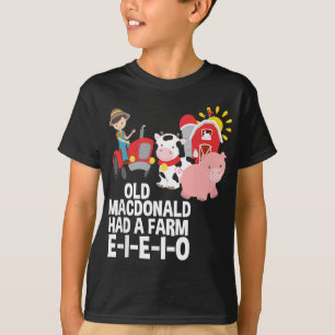 Camiseta O velho MacDonald tinha uma Rhyme de nursery E-I-E