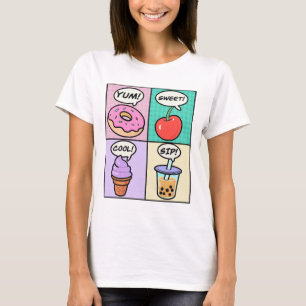 Camiseta o verão perfeito trata rosquinha, bolha de gelo ce