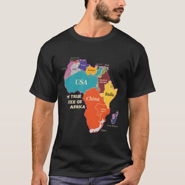 Camiseta O Verdadeiro Tamanho Da África (Frente)