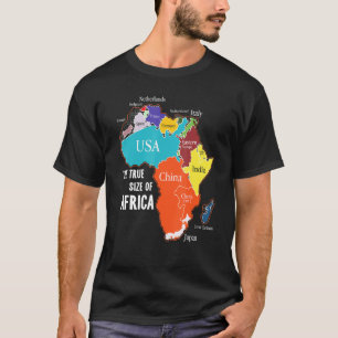 Camiseta O Verdadeiro Tamanho Do Continente Africano Mapa