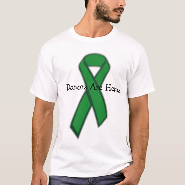 Camiseta o verde, doadores é heróis (Frente)