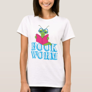 Camiseta O verme do livro verde-brilhante do cartoon
