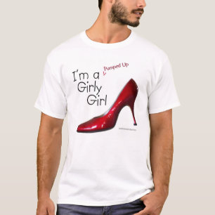 Camiseta O vermelho bombeou acima a menina feminino