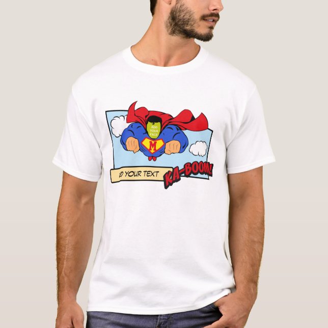 Camiseta O vermelho customizável legal caped o herói cómico (Frente)