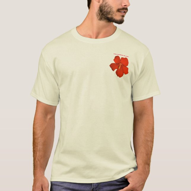 Camiseta O ~ vermelho do t-shirt do bolso do hibiscus (Frente)