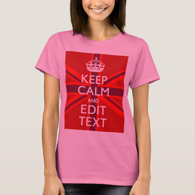 Camiseta O vermelho mantem a calma e o seu texto na (Frente)