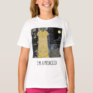 Camiseta O vestido dourado "eu sou uma princesa" plissado T