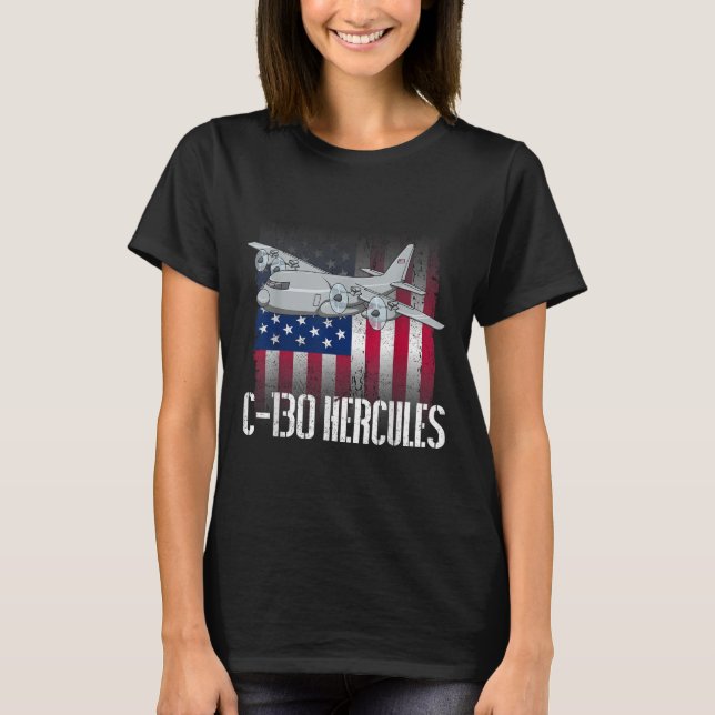 Camiseta O Veterano salgado C-130 Hércules Hercules America (Frente)