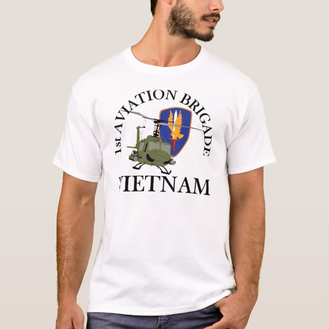 Camiseta ø Veterinário Huey de Vietnam dos Bde dos Avn (Frente)