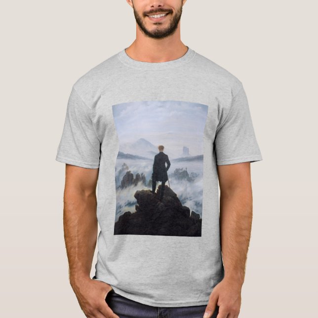 Camiseta O Viajante sobre o Mar de Névoa de Friedrich (Frente)