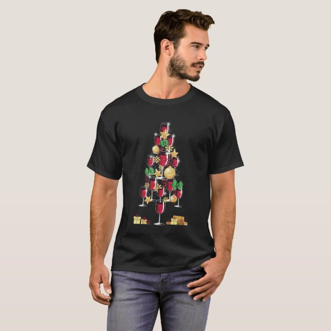 Camiseta O Vinho Passa O Presente Da Árvore De Natal (Frente Completa)