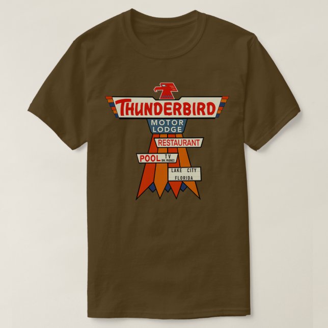 Camiseta O Vintage Thunderbird Motel Sinal (Frente do Design)