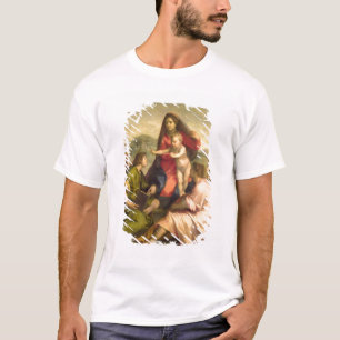 Camiseta O Virgin e a criança com um santo e um anjo, C.