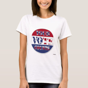 Camiseta O VOTO CONTA! Arredondar com Sinalizador dos EUA