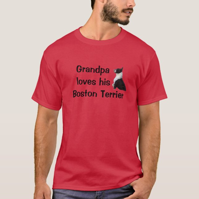 Camiseta O vovô ama o seu "Boston Terrier T-Shirt" (Frente)