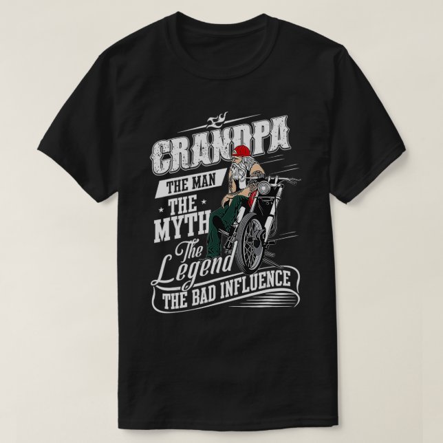 Camiseta O Vovô Da Motocicleta O Homem O Mito O Mau (Frente do Design)