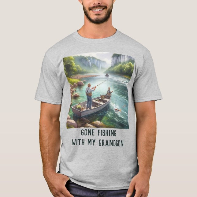 Camiseta O Vovô pescador AI-art Básico T-Shirt (Frente)