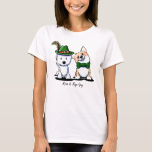 Camiseta O Westie e o Corgi da almofada do St. de KiniArt