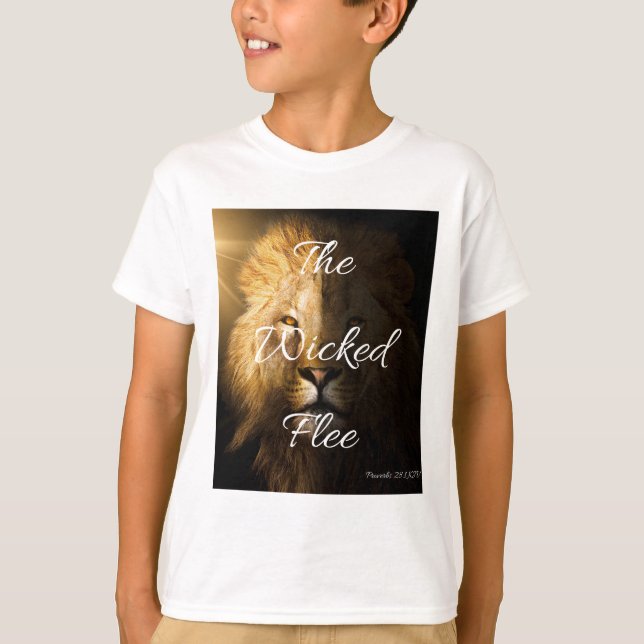 Camiseta O Wicked Flee Proverbs 28:1 KJV Boy (Frente)