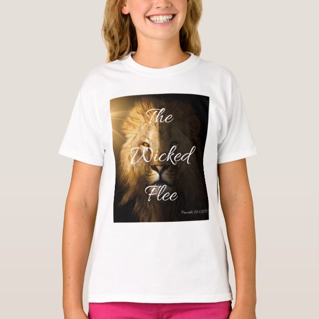Camiseta O Wicked Flee Proverbs 28:1 KJV Girl (Frente)