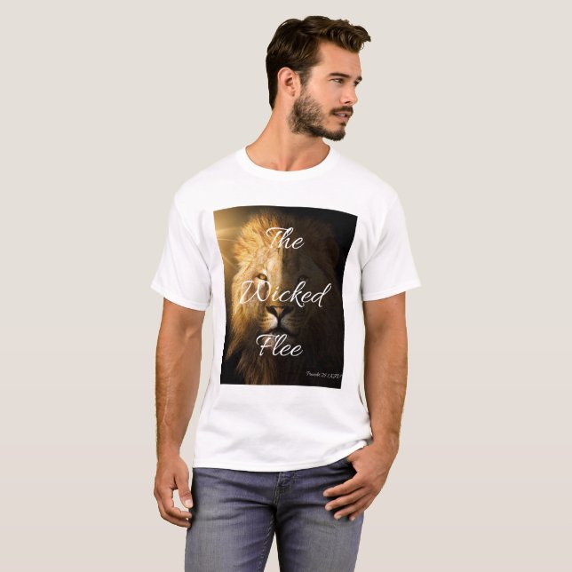 Camiseta O Wicked Flee Proverbs 28:1 KJV Unisex (Frente Completa)