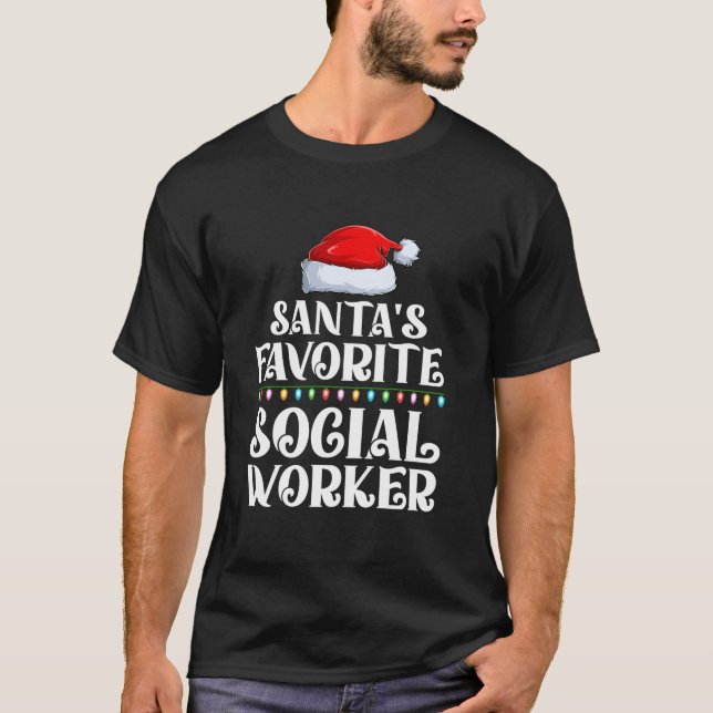 Camiseta O Xmas lança o Cristo de Trabalho Social Favorito  (Frente)