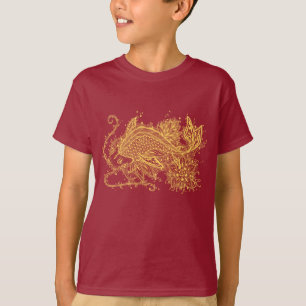 Camiseta O zen dourado Koi no vermelho caçoa o t-shirt