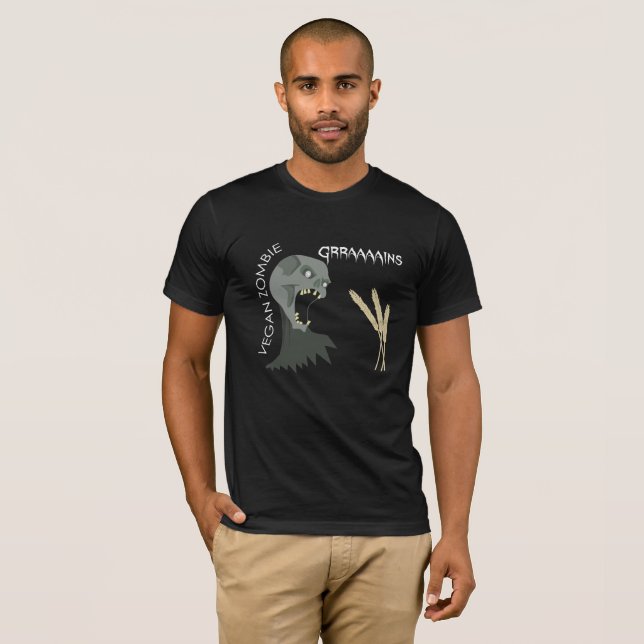 Camiseta O zombi do Vegan quer grões! (Frente Completa)