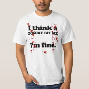 Camiseta o zombi mordeu-me… que eu sou muito bem… engra