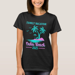 Camiseta Oahu Beach Hawaii Férias da Família 2025 Palm Tree